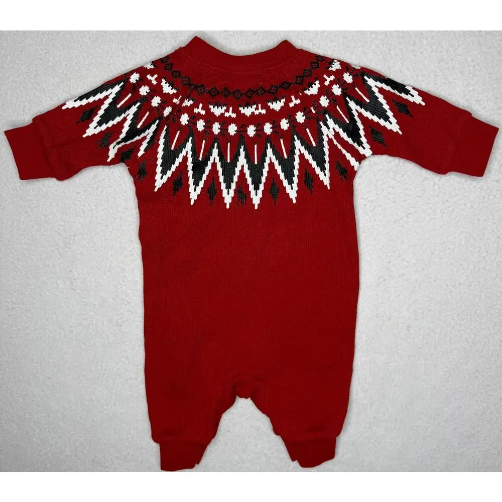 Ralph Lauren Baby NB Red Fair Isle Knit Romper One Piece Christmas Holiday NWOT